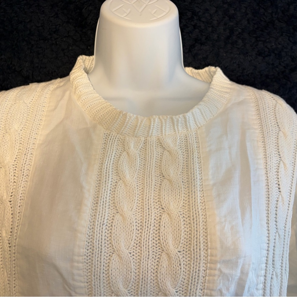 Vintage 1980s Regina Porter Cream Cable Knit Sweater Tee